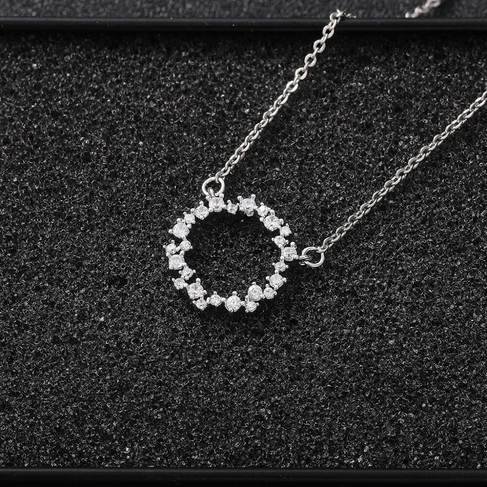 💎 "Dainty Refine Shiny Hollow Round CZ Pendant Necklace for Women, INDN8634 - Picture 2 of 7